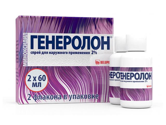 генеролон спрей 2% 60мл. №2 д/наруж.прим. п/выпадения волос фл.